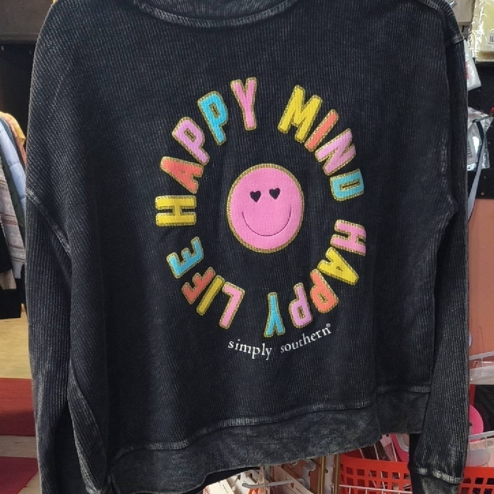 Simply Southern Charcoal Happy Mind Pullover